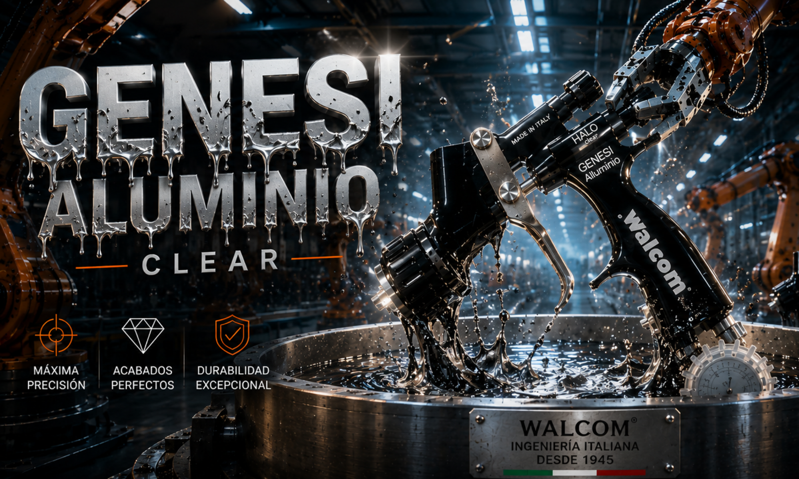 Pistola de Gravedad de máximo desempeño Genesi Aluminio 1.30 Italia